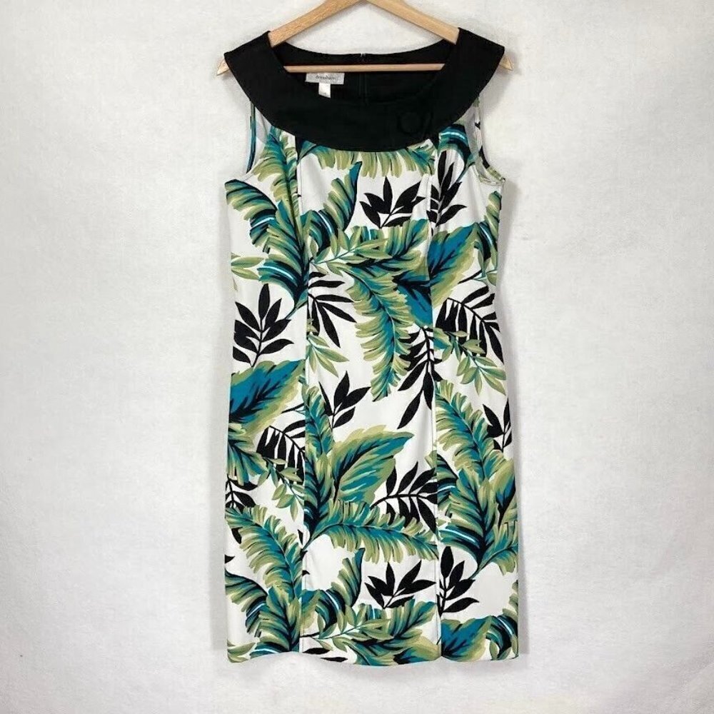 Dressbarn Sleeveless Sheath Dress Tropical Midi Summer Wedding Resort Wear 12